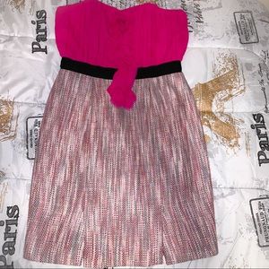 SINGLE Strapless Pink Ruffle Tweed Dress Sz L